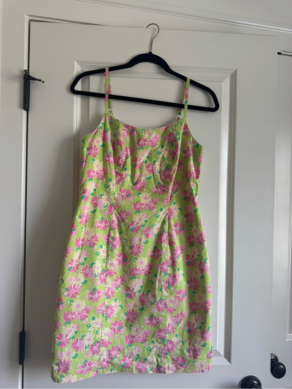 Lilly Pulitzer Lime Green Slip Dress with Pink Floral Print
